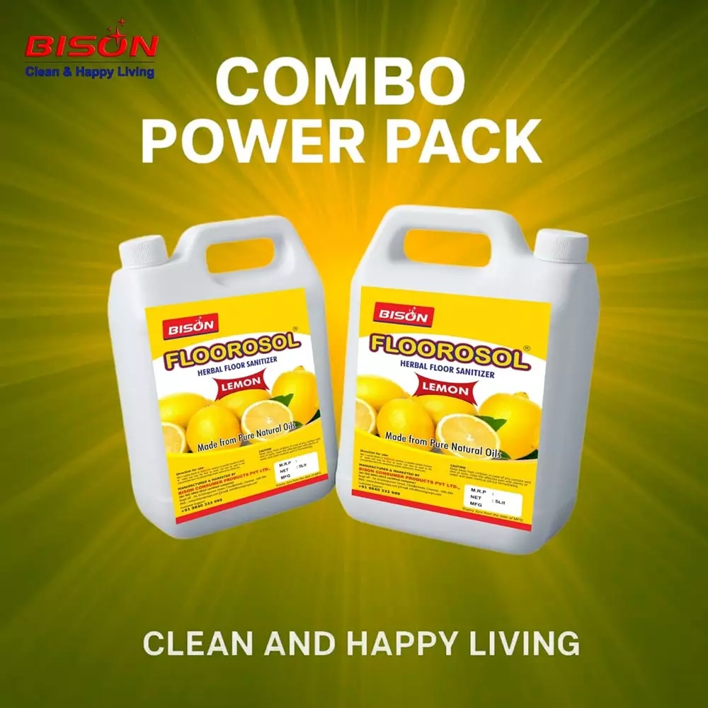 Bison Floorosol Herbal Floor Sanitizer Liquid Lemon 5 L Can for Floors Cleaning
