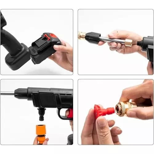 MECRAAF Cordless Portable Pressure Washer Gun with Kit 48 V Adjustable 0°–180°, 3 Spray Modes 2.8–3 LPM with 725 PSI Pressure, MC-PW