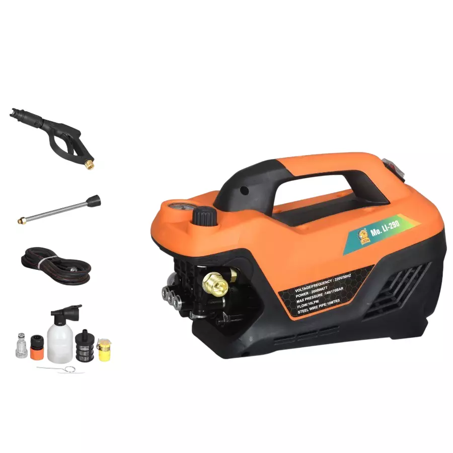 Lion High Pressure Washer Kit 2000 W Power 170 Bar Max. Pressure 10 L/min Flow Rate for Home & Industrial Use, LI-290