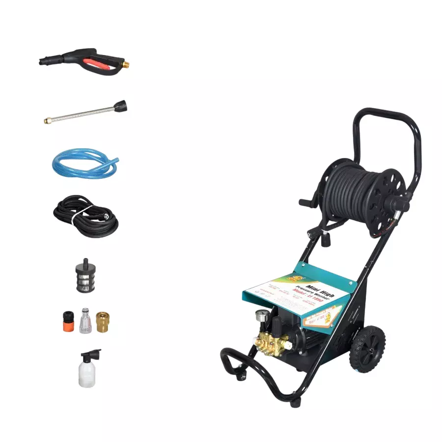 Lion Trolley Type High Pressure Washer Kit 3 HP Power 190 Bar Max. Pressure 10 L/min Flow Rate 2800 rpm Speed for Home & Industrial Use, LI-1890