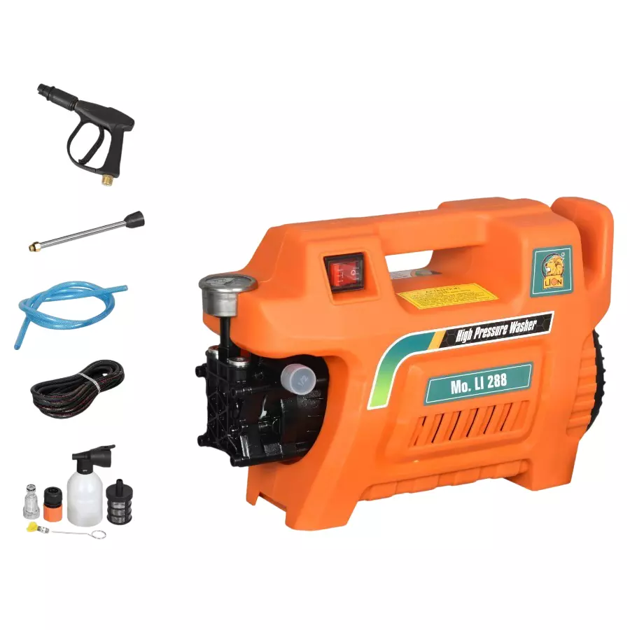 Lion High Pressure Washer Kit 1900 W Power 170 Bar Max. Pressure 10 L/min Flow Rate for Home & Industrial Use, LI-288