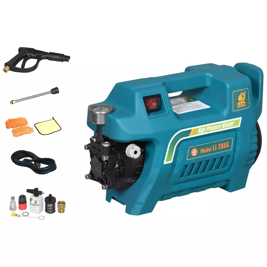 Lion High Pressure Washer Kit 2000 W Power 160 Bar Max. Pressure 10 L/min Flow Rate for Home & Industrial Use, LI-288A
