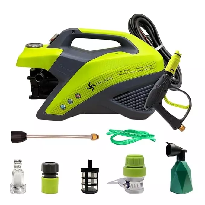 Swastik Pro-220 High Pressure Washer 2200 W Power and 150 Bar Maximum Pressure, Green