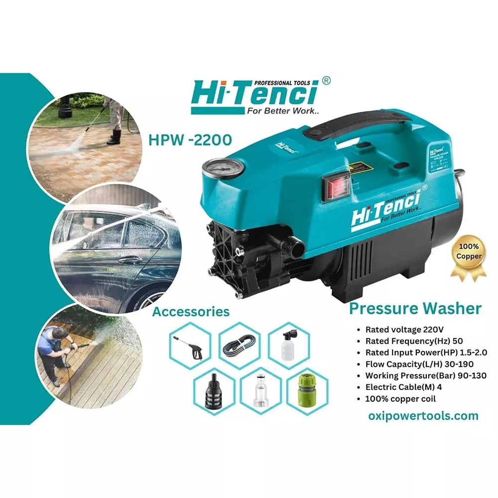 hi-tenci-15-20-hp-pressure-washer-with-30-190-lph-flow-rate-and-90-130-bar-pressure-hpw--2200-with-accessories