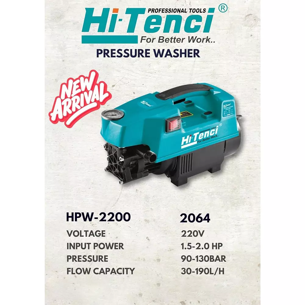 hi-tenci-15-20-hp-pressure-washer-with-30-190-lph-flow-rate-and-90-130-bar-pressure-hpw--2200-with-accessories