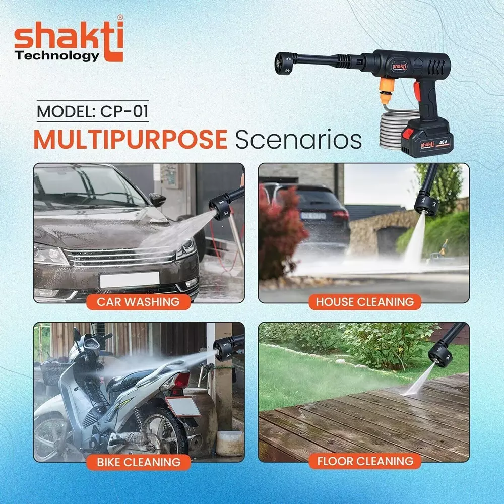 Shakti Technology Wireless Pressure Washer Gun 150 L/h Flow Rate 80 Bar Pressure 5 m Hose length, CP-01