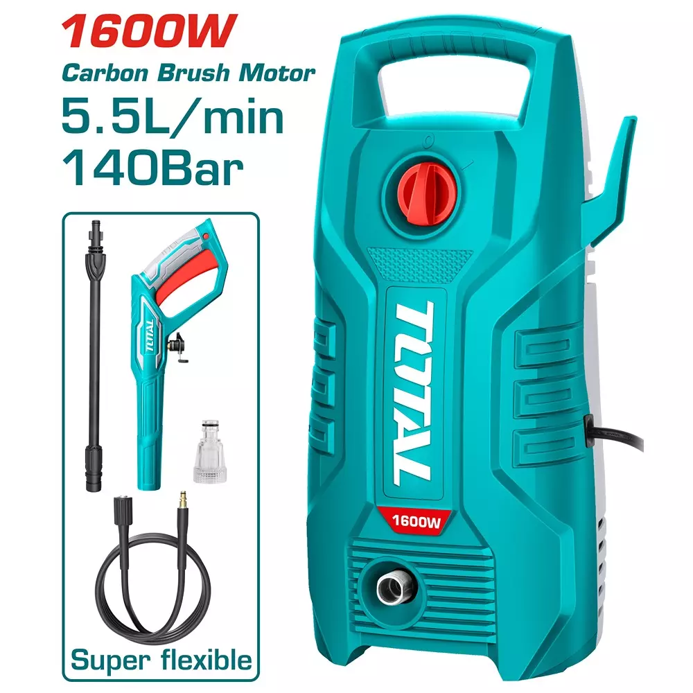 total-high-pressure-washer-with-spray-gun-hose-auto-stop-1600-w-140-bar-55-lmin-tgt11336