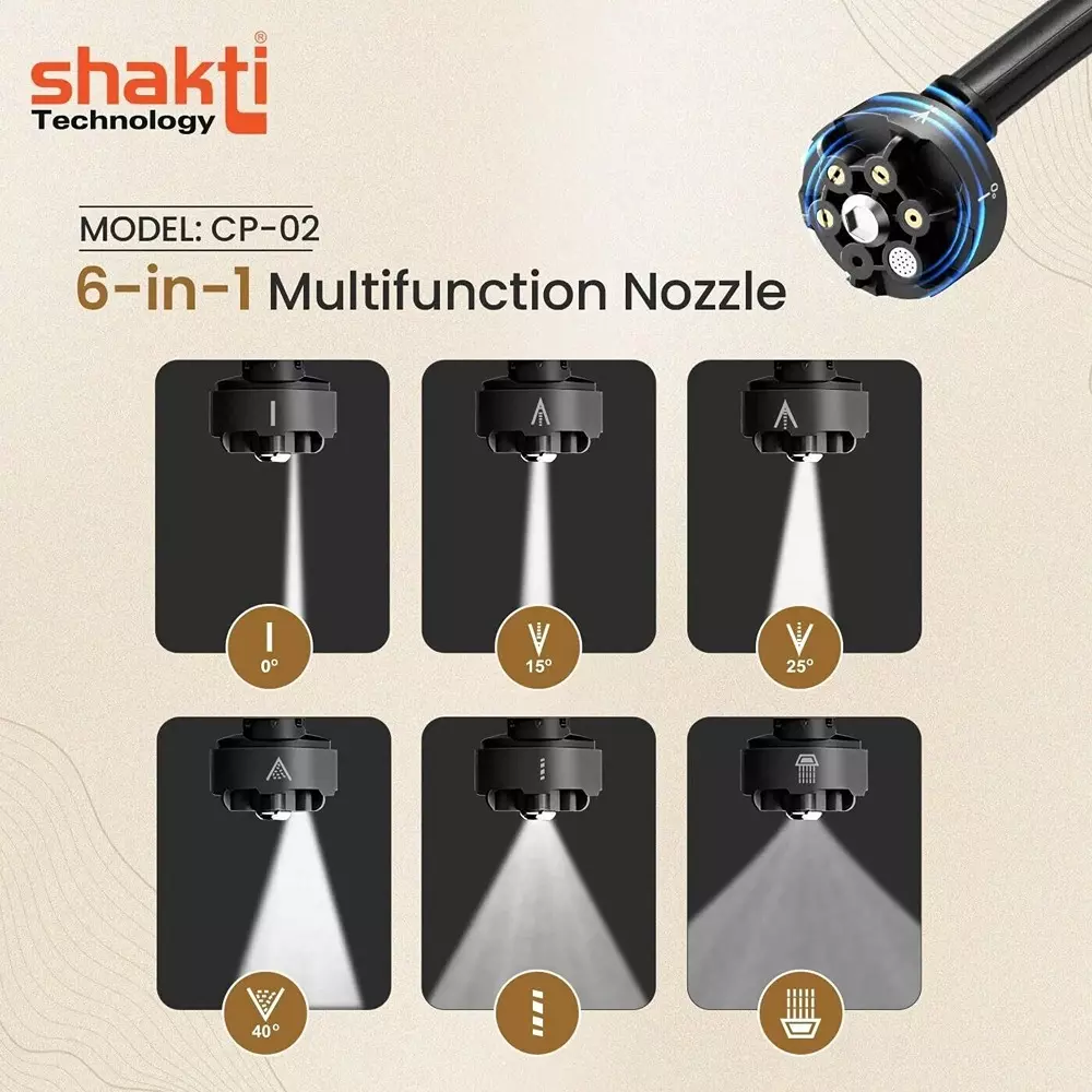 Shakti Technology Wireless Pressure Washer Gun 150 L/h Flow Rate 80 Bar Pressure 5 m Hose length, CP-02