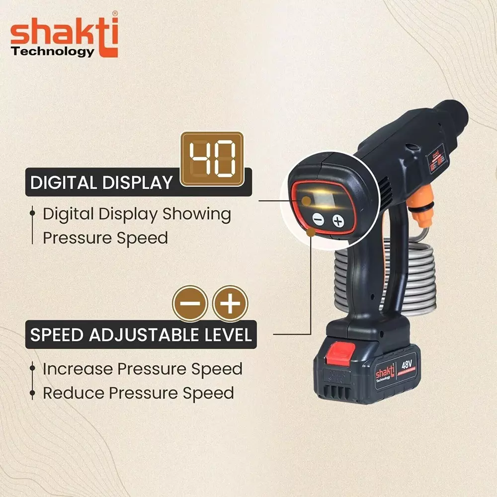 Shakti Technology Wireless Pressure Washer Gun 150 L/h Flow Rate 80 Bar Pressure 5 m Hose length, CP-02
