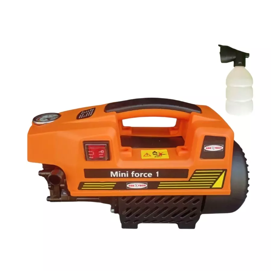 AGE TECH Domestic Pressure Washer 130 Bar Pressure and 8 m Pipe Length, Mini Force 1