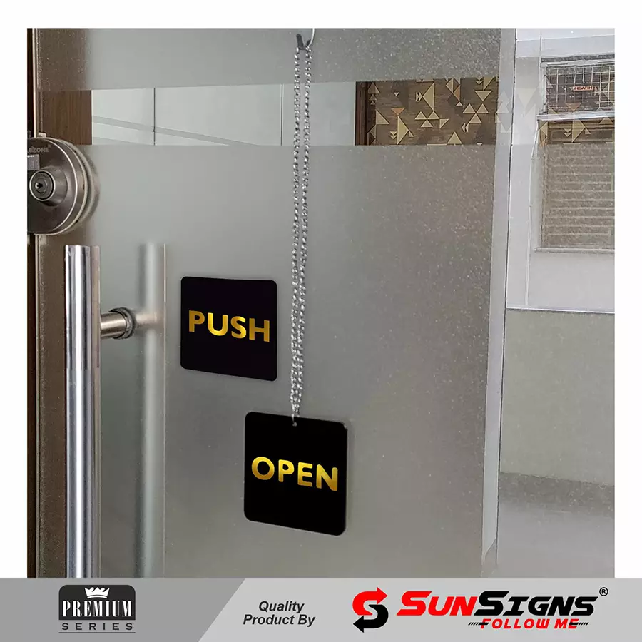 Sunsigns 4x4 Inch Black Stainless Steel, Marble, Glass Open Close Push Pull double side Plate