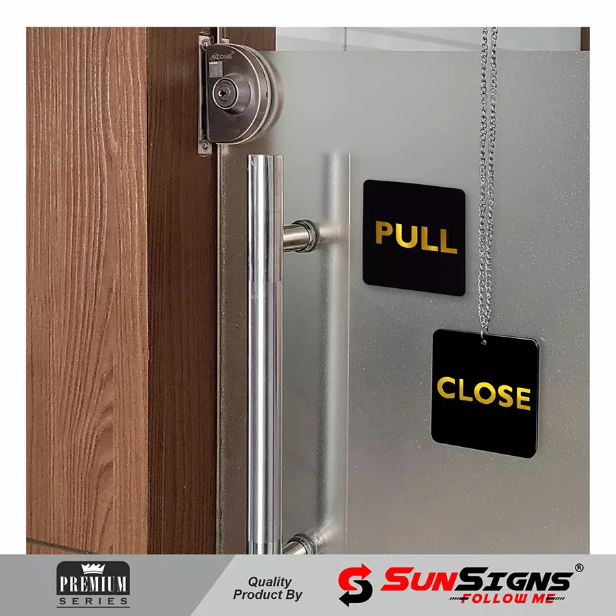 Sunsigns 4x4 Inch Black Stainless Steel, Marble, Glass Open Close Push Pull double side Plate