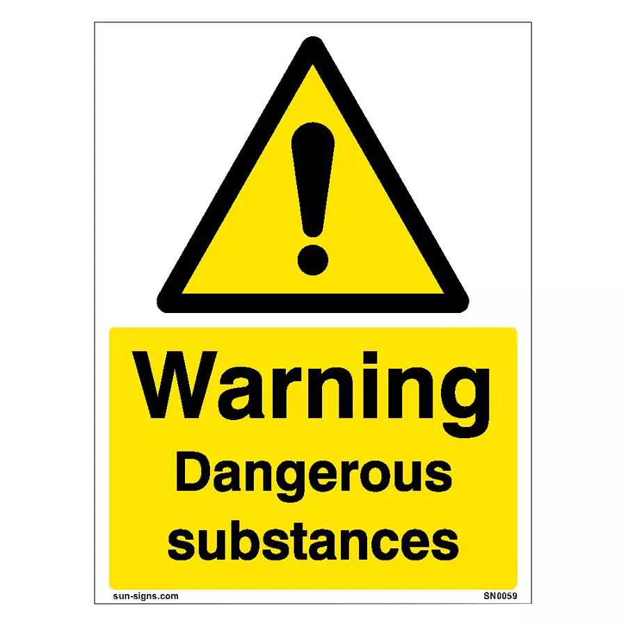 SUNSIGNS Warning Dangerous Substances Signages Size 150x100 mm HP Print + Vinyl + ACP Sheet, SN0059