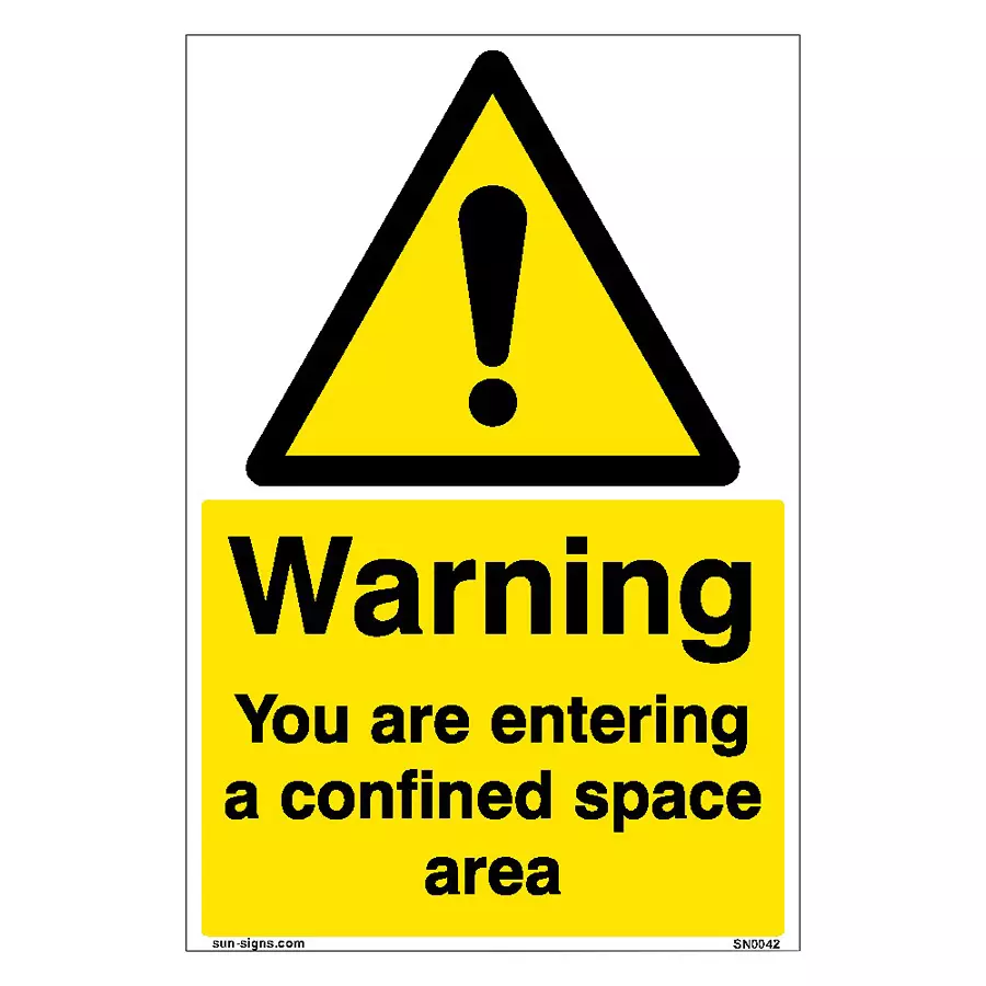 SUNSIGNS  Warning Confined Space Area Signages Size 900x457 mm HP Print + Vinyl, SN0042