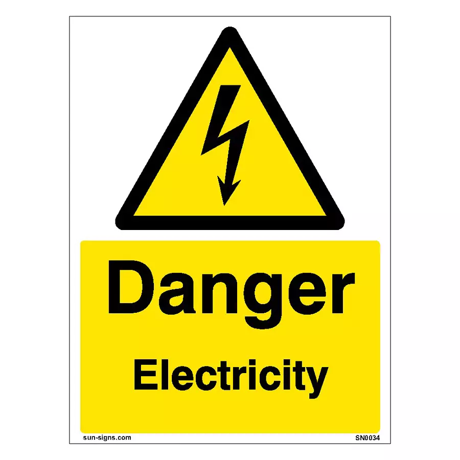 Buy SUNSIGNS  Danger Electricity Signages Size 900x457 mm HP Print + Vinyl + Sun Board, SN0034 from Industrybuying.com