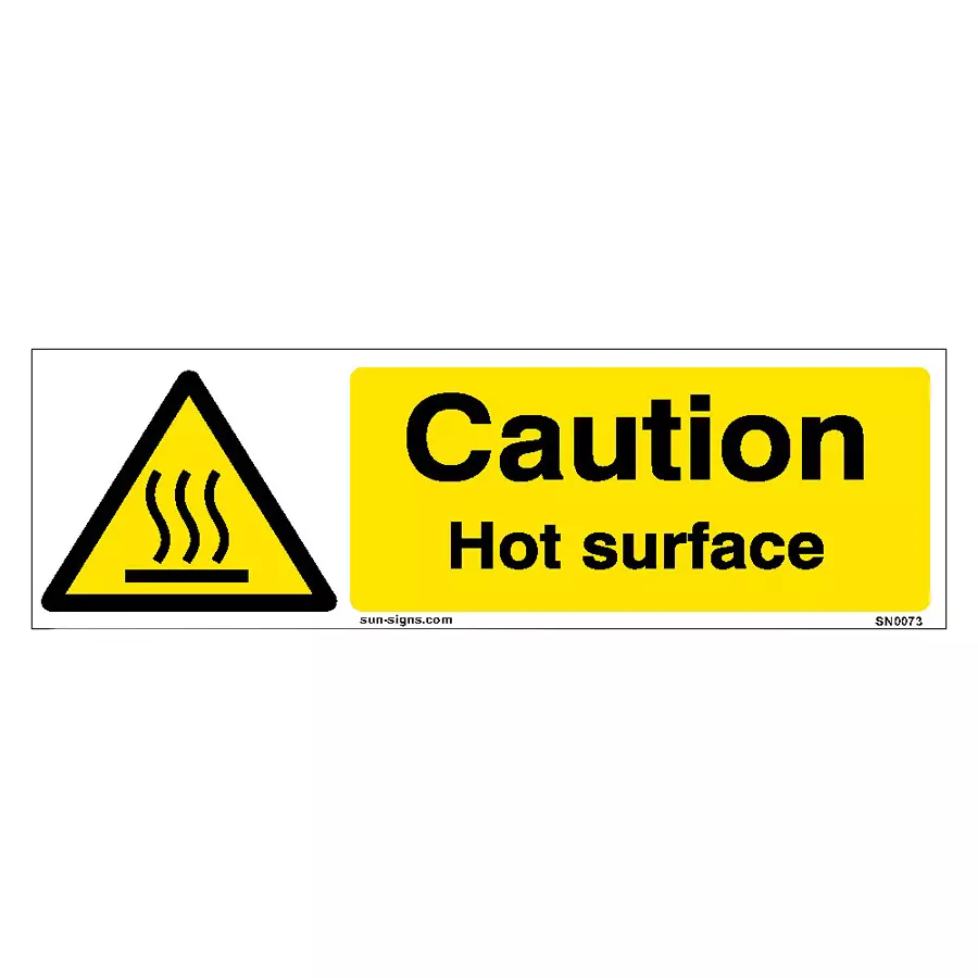 SUNSIGNS Caution Hot Surface Signages Size 300x100 mm HP Print + Vinyl + ACP Sheet, SN0073