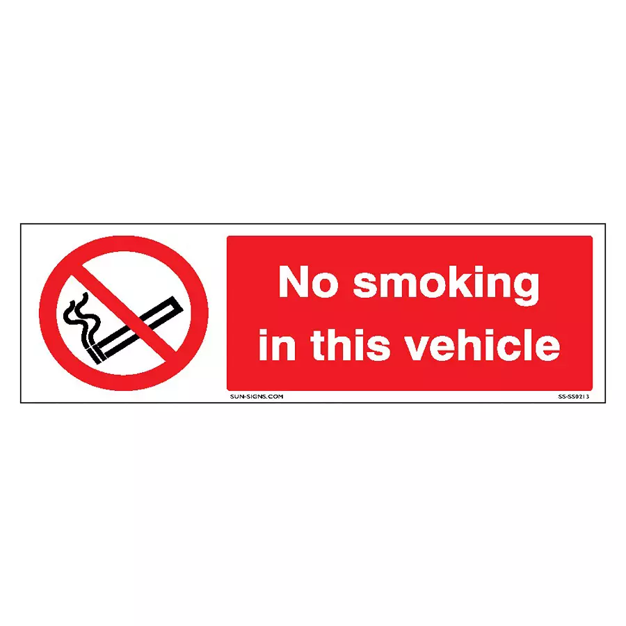 SUNSIGNS Prohibition Signs Stiker For No Smoking in this vehicle 150x200 mm Size Red, SS0213