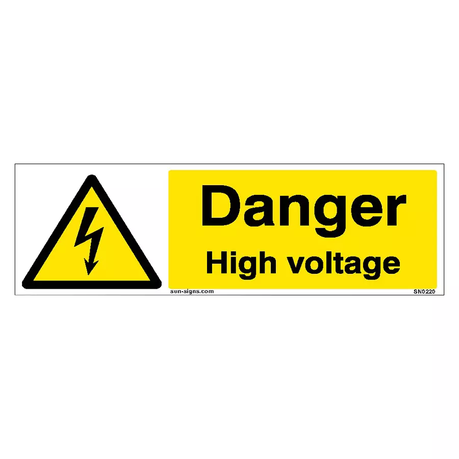 SUNSIGNS Prohibition Signs Stiker For Danger High Voltage 450x150 mm Size Yellow, SN0220