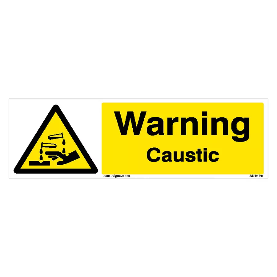 Buy SUNSIGNS  Warning Caustic Signages Size 600x200 mm HP Print + Vinyl + Acrylic Sandwich, SN0100 from Industrybuying.com