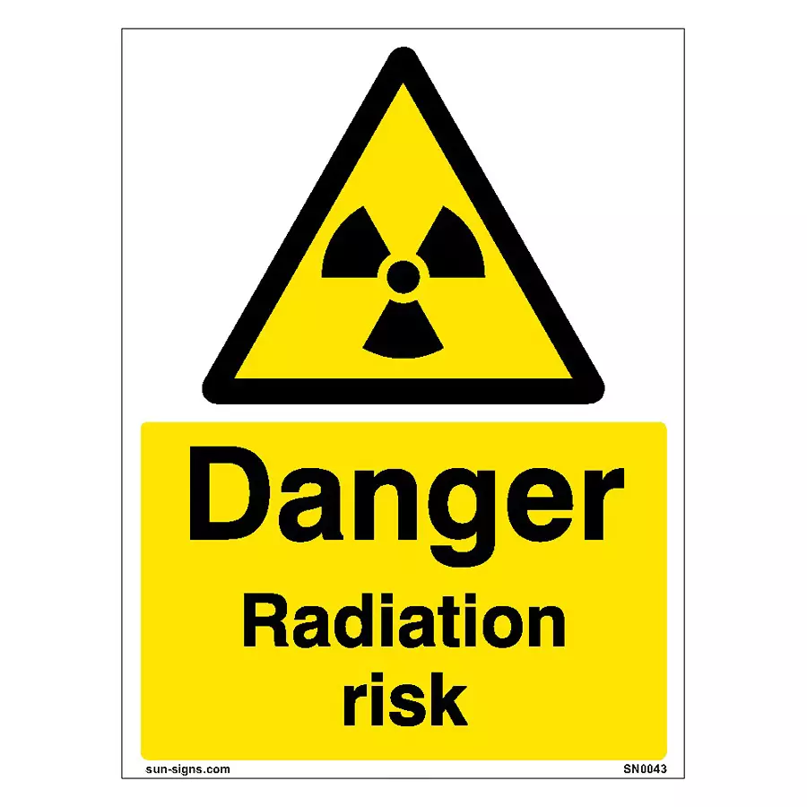 SUNSIGNS Prohibition Signs Stiker For Danger Radiation Risk 150x100 mm Size Yellow, SN0043