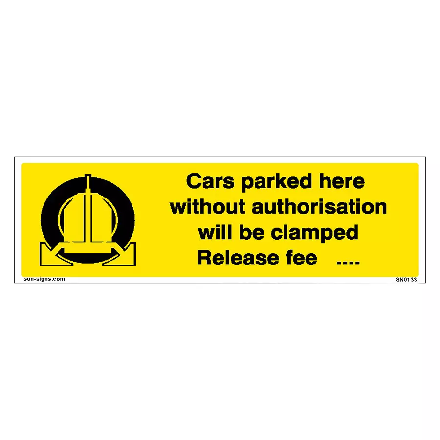 SUNSIGNS  Cars Parked Here Release Fee Signages Size 450x150 mm HP Print + Vinyl, SN0133