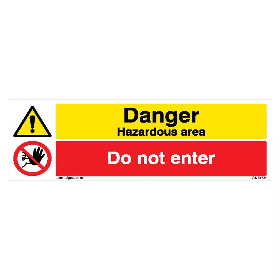 SUNSIGNS  Danger Hazardous Area, Do No Enter Signages Size 450x150 mm HP Print + Vinyl, SN0150-picture-32