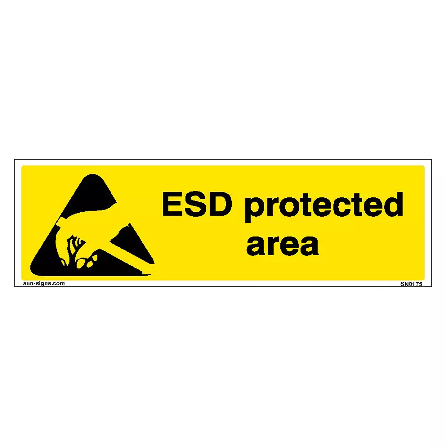 SUNSIGNS Esd Protected Area Signages Size 300x100 mm HP Print + Vinyl + ACP Sheet, SN0175
