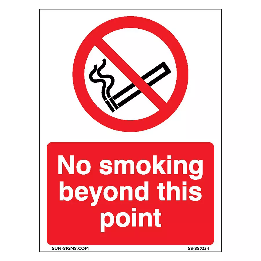 SUNSIGNS No Smoking beyond this point Signage Size 150x200 mm HP Print + Vinyl + Sun Board, SS0234