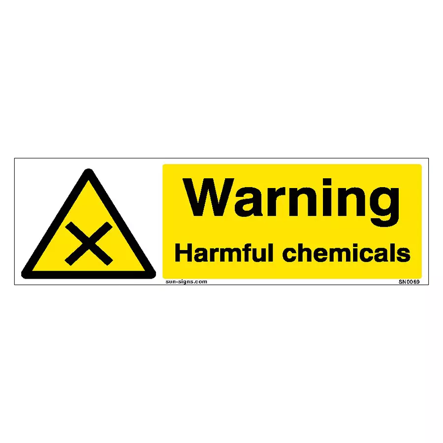 SUNSIGNS  Warning Harmful Chemicals Signages Size 600x200 mm HP Print + Vinyl, SN0069