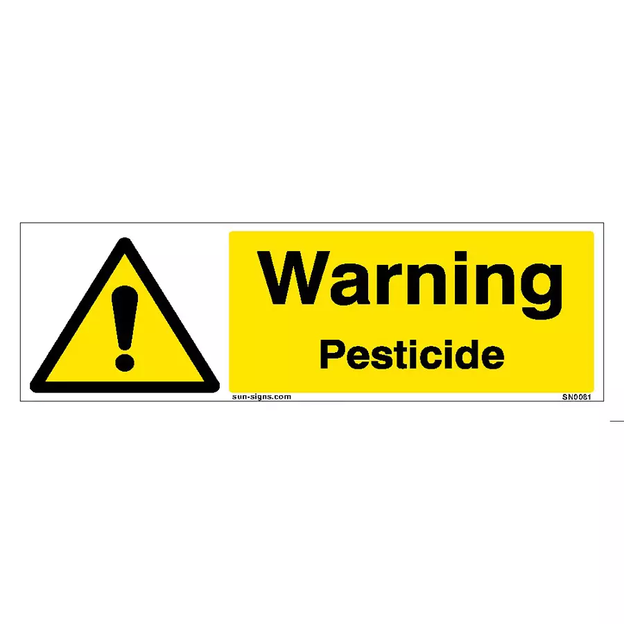 SUNSIGNS Prohibition Signs Stiker For Warning Pesticide 600x200 mm Size Yellow, SN0081