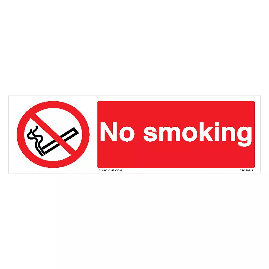 SUNSIGNS  No Smoking Signage Size 600x200 mm HP Print + Vinyl + ACP Sheet, SS0215