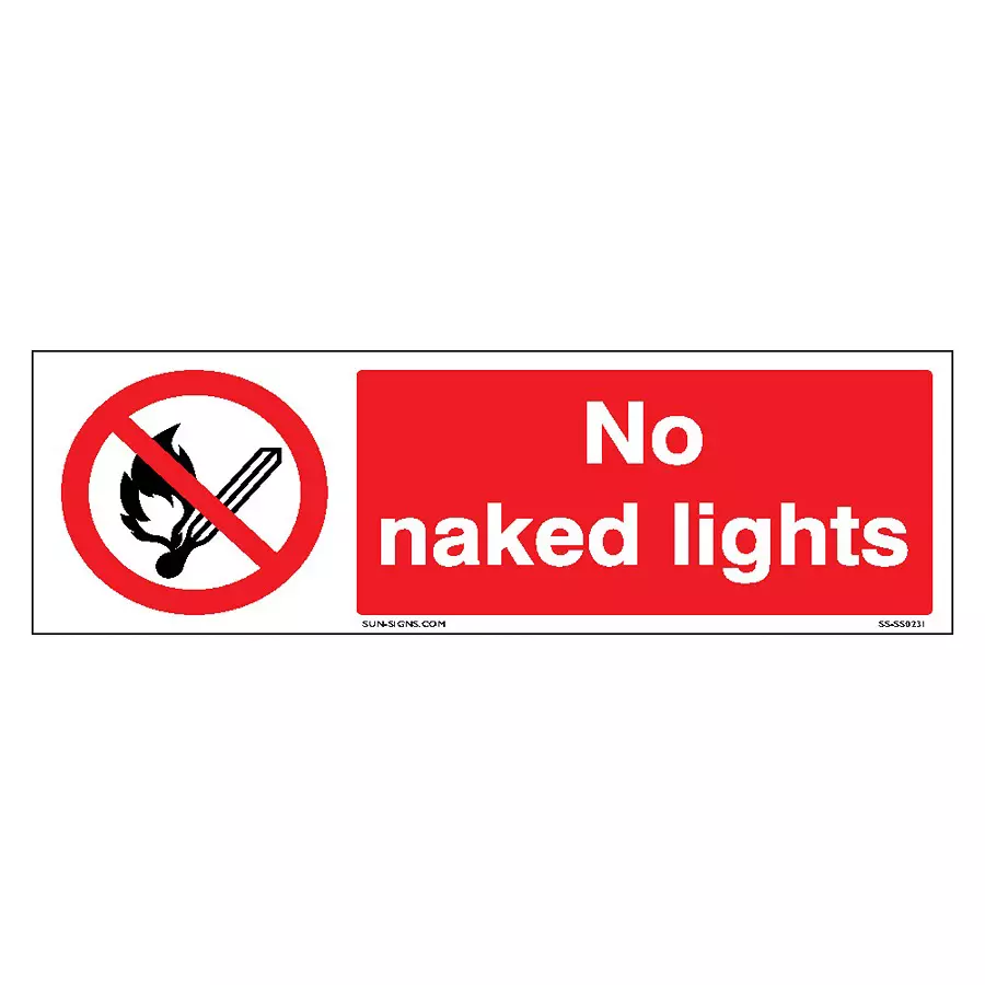 SUNSIGNS  No naked lights Signage Size 600x200 mm HP Print + Vinyl + Sun Board, SS0218