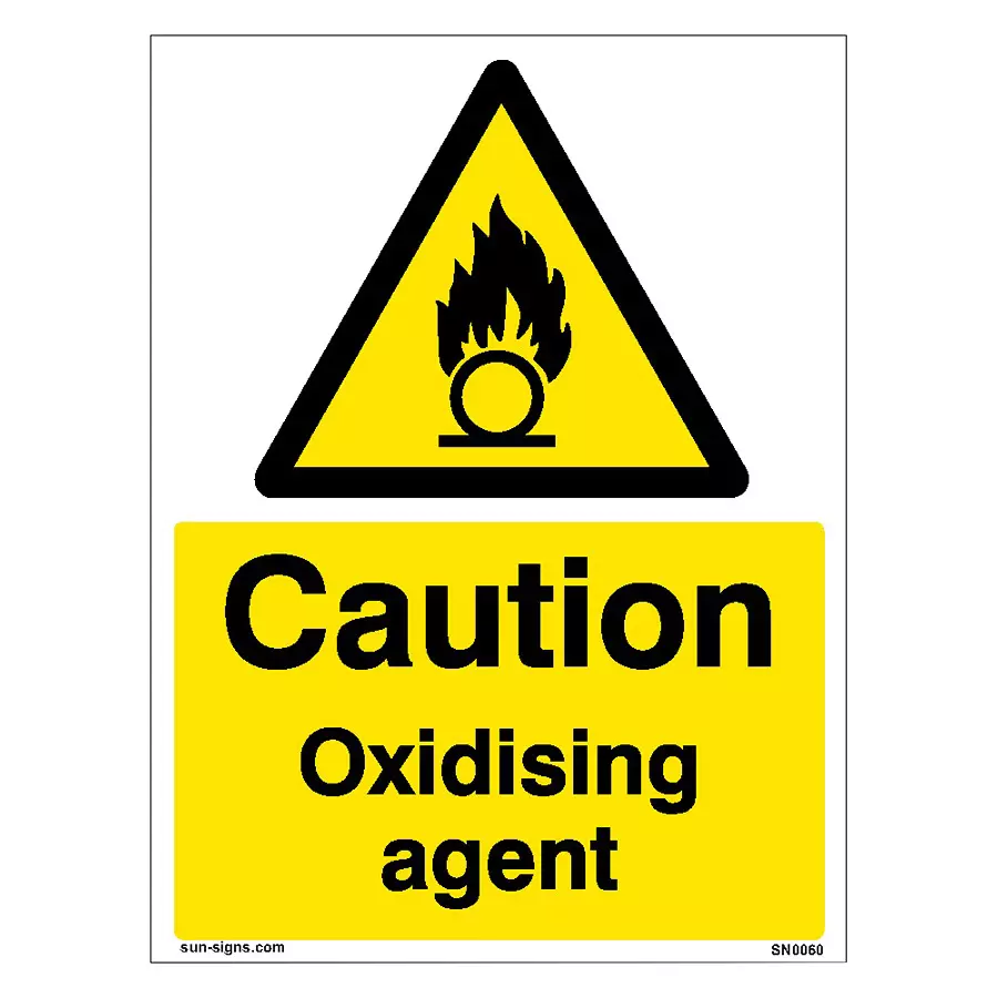 SUNSIGNS Caution Oxidising Agent Signages Size 150x100 mm HP Print + Vinyl, SN0060