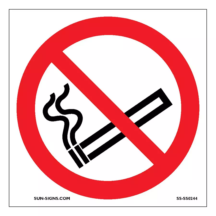 SUNSIGNS Prohibition Signs Stiker For No Smoking 80x80 mm Size Red, SS0244