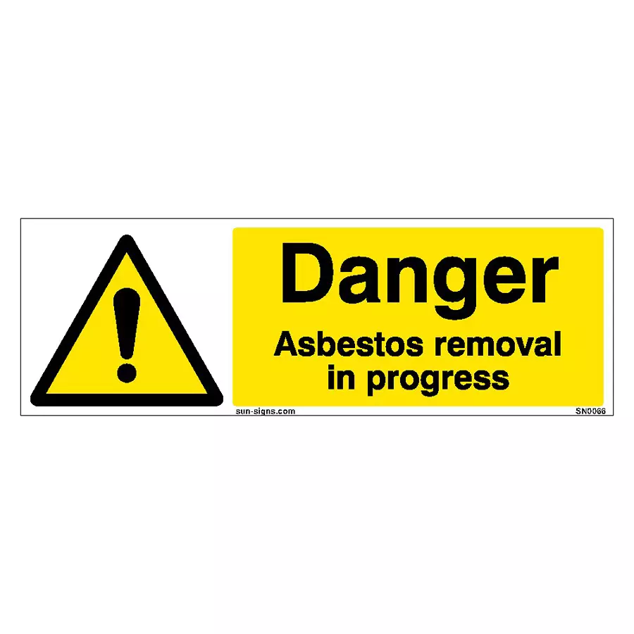 SUNSIGNS  Danger Asbestos Removal In Progress Signages Size 600x200 mm HP Print + Vinyl + Sun Board, SN0066