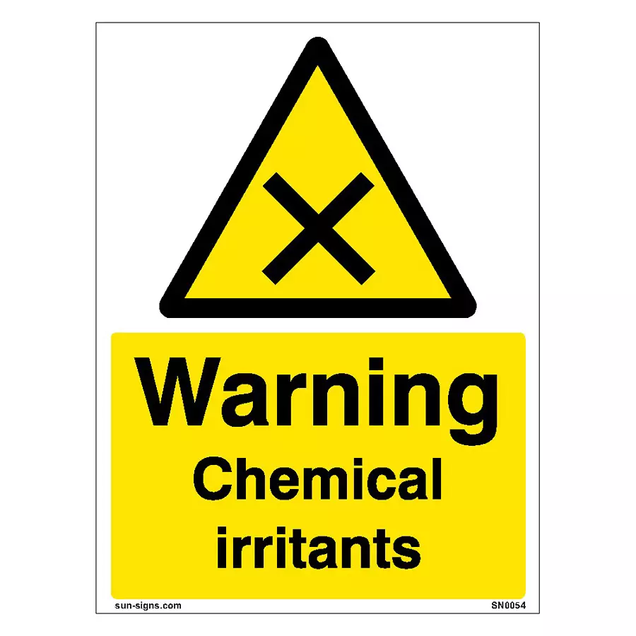 SUNSIGNS Prohibition Signs Stiker For Warning Chemical Irritants 400x600 mm Size Yellow, SN0054