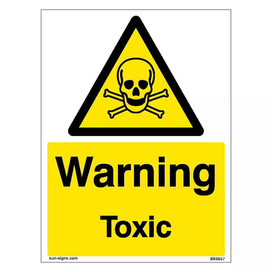 SUNSIGNS Prohibition Signs Stiker For Warning Toxic 900x457 mm Size Yellow, SN0057