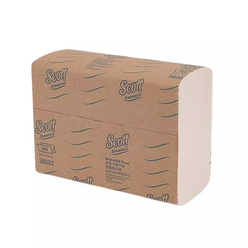 SCOTT Essential Multi Fold Hand Towels Paper White 1 Ply 22.3x20.4 cm, 38002C (Pack of 16 Packet)
