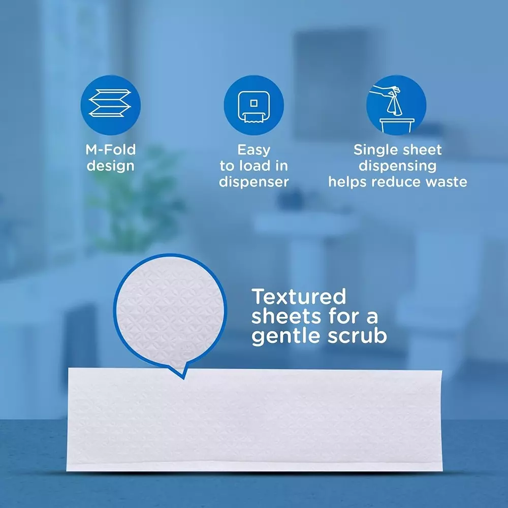 SCOTT Essential Multi Fold Hand Towels Paper White 1 Ply 22.3x20.4 cm, 38002C (Pack of 16 Packet)