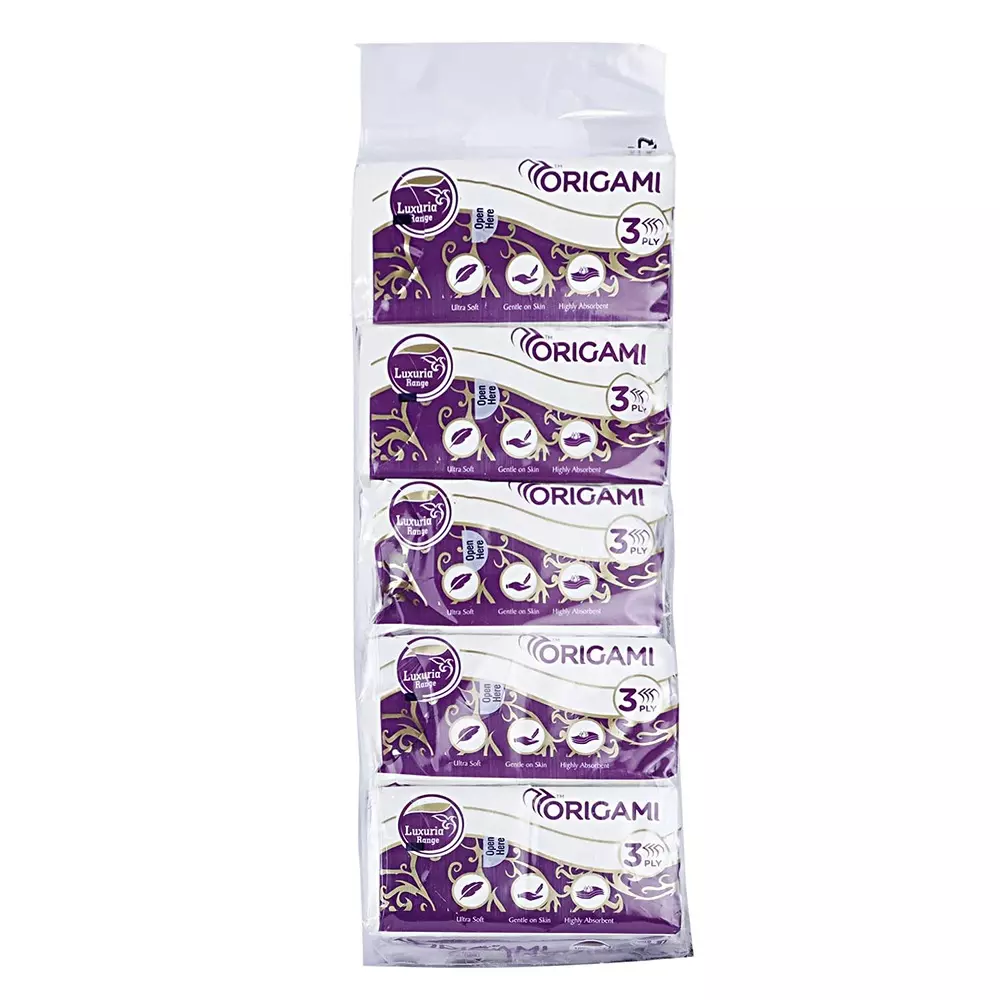 Origami 10 Pcs Per Pack Pocket Tissue 3 Ply 10 Pulls Per Pack, 3752 (Pack of 10 Packets)
