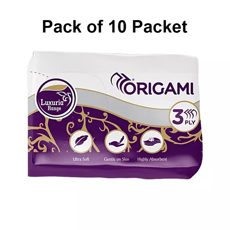 Origami 10 Pcs Per Pack Pocket Tissue 3 Ply 10 Pulls Per Pack, 3752 (Pack of 10 Packets)