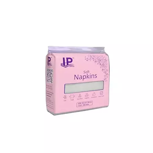 IP Paper 1 Ply Soft Tissue Napkin Paper White Color, Size 30x30 cm and 100 Pulls Each for Kitchen & Dining, Soft_1ply_100 (Pack of 100 Packets)