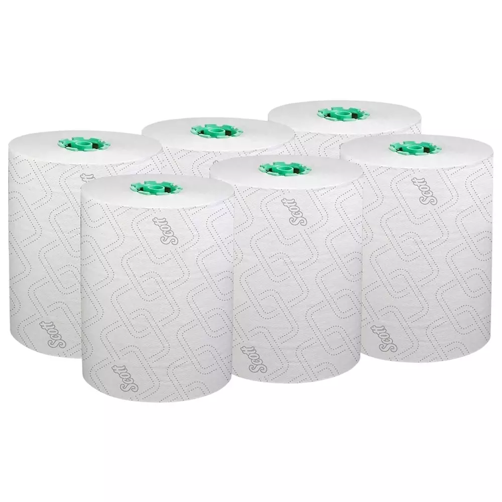 SCOTT Hand Roll Towels Paper White 1 Ply 25 cm x 176 m, 86225 (Pack of 6 Rolls)