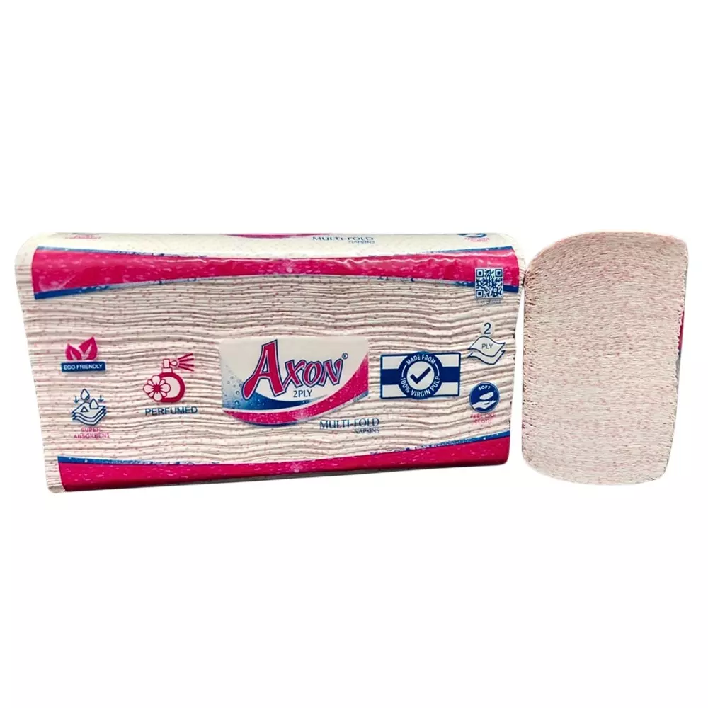 Axon Tissue Paper M Fold Type 75 Pcs Each Pink 2 Ply 22.5x21 cm Size for Cleaning and Wiping, AM75P6 (Pack of 6 Packet)