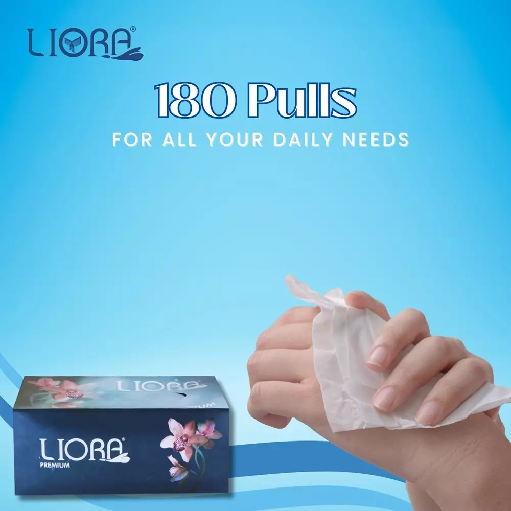 Liora Soft Facial Tissue Paper 180 Pulls in 1 Box 2-Ply White (Pack of 48)