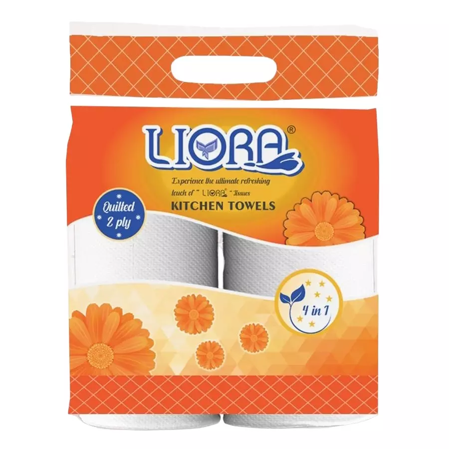 Liora Kitchen Tissue/Towel Paper Roll 60 Pulls in 1 Pc 2 ply White (12 Box)