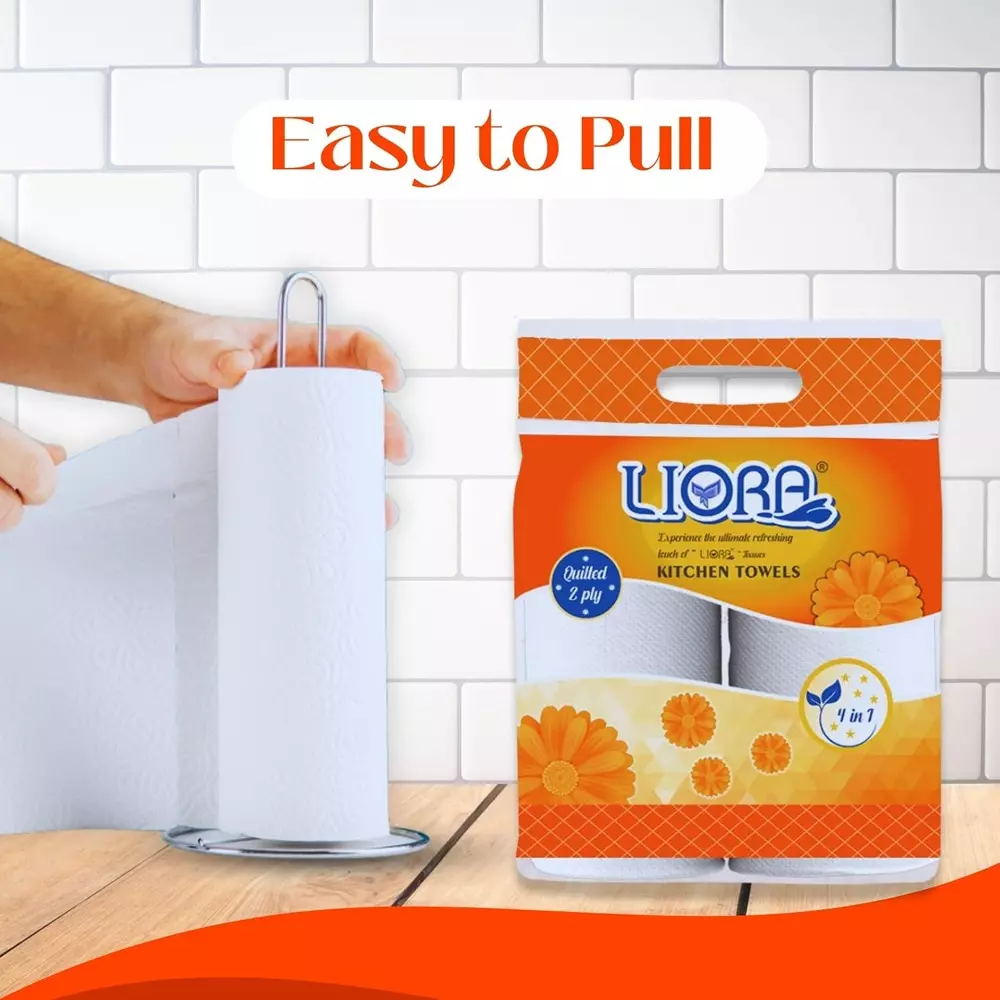 Liora Kitchen Tissue/Towel Paper Roll 60 Pulls in 1 Pc 2 ply White (12 Box)