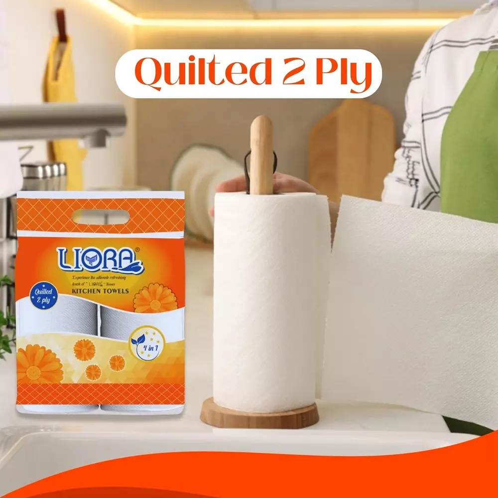 Liora Kitchen Tissue/Towel Paper Roll 60 Pulls in 1 Pc 2 ply White (12 Box)