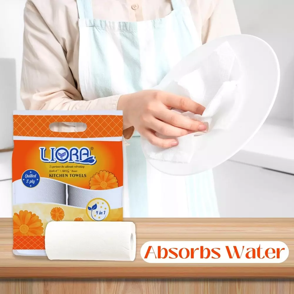 Liora Kitchen Tissue/Towel Paper Roll 60 Pulls in 1 Pc 2 ply White (12 Box)