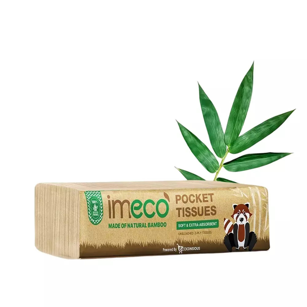 IMECO Bamboo Pocket Tissues 3-Ply Ultra-Soft & Hypoallergenic 10 Pulls, IMEPTCNP100 (Pack of 10)